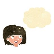 cartoon happy female face with thought bubble N22