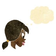 cartoon pretty female face with thought bubble N12