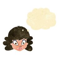 cartoon happy female face with thought bubble N23