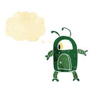 cartoon alien robot with thought bubble N3