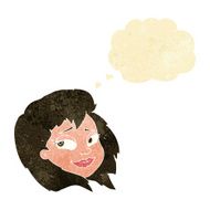 cartoon happy female face with thought bubble N24