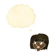 cartoon happy female face with thought bubble N27