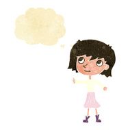 cartoon happy girl with thought bubble N4