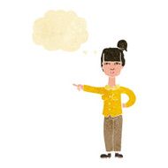 cartoon woman pointing with thought bubble N17