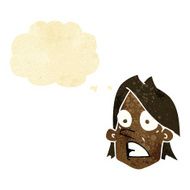 cartoon frightened face with thought bubble N2