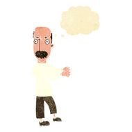 cartoon balding man explaining with thought bubble N2