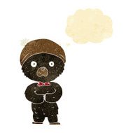 cartoon little black bear with thought bubble