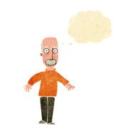 cartoon annoyed old man with thought bubble N3