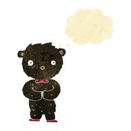 cartoon little black bear with thought bubble N2