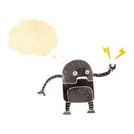 funny cartoon robot with thought bubble