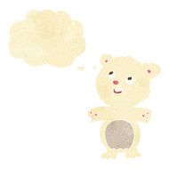 cartoon happy little polar bear with thought bubble