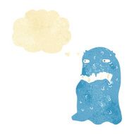 cartoon gross ghost with thought bubble