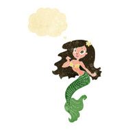 cartoon pretty mermaid with thought bubble