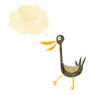 funny cartoon duck with thought bubble