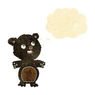 cartoon happy little black bear with thought bubble