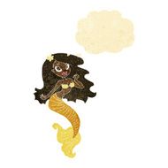 cartoon pretty mermaid with thought bubble N2