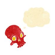 cartoon spooky skull with thought bubble N3