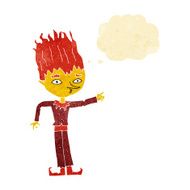 fire spirit cartoon with thought bubble