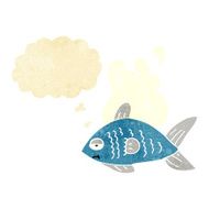 cartoon funny fish with thought bubble