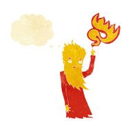 cartoon fire spirit with thought bubble N2