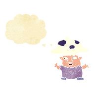 cartoon little mushroom man with thought bubble N2