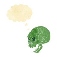 cartoon spooky skull with thought bubble N5