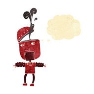 funny cartoon robot with open head thought bubble