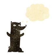 cartoon black bear with thought bubble N2