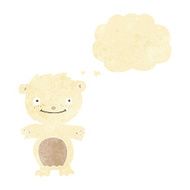 cartoon happy little polar bear with thought bubble N2