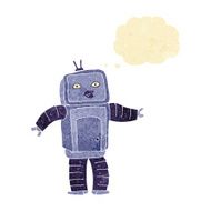 funny cartoon robot with thought bubble N3