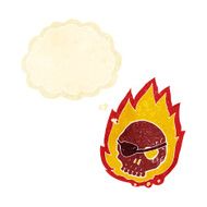 cartoon burning skull with thought bubble N2