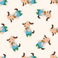 animal having afternoon tea cartoon seamless pattern background N3