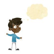 cartoon curious boy with thought bubble N6