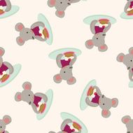 animal having afternoon tea cartoon seamless pattern background N4
