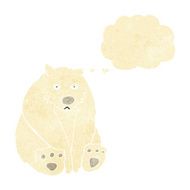 cartoon unhappy polar bear with thought bubble