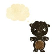 cartoon happy little black bear with thought bubble N2