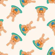 animal having afternoon tea cartoon seamless pattern background N6