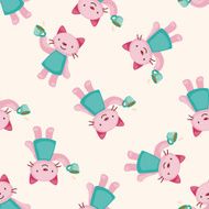 animal having afternoon tea cartoon seamless pattern background N9