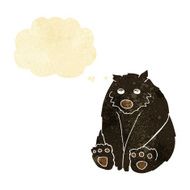 cartoon unhappy black bear with thought bubble