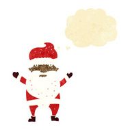 cartoon grumpy santa with thought bubble