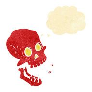 cartoon laughing skull with thought bubble