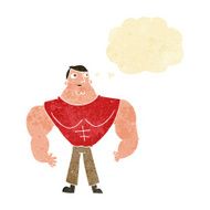 cartoon body builder with thought bubble