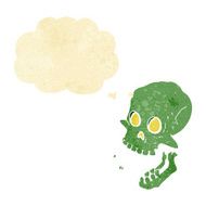 cartoon laughing skull with thought bubble N2