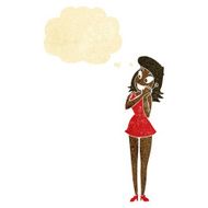 cartoon excited woman with thought bubble N20