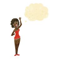cartoon dancing woman with thought bubble N8