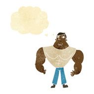 cartoon body builder with thought bubble N2