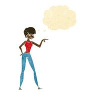 cartoon woman pointing with thought bubble N20