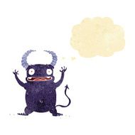 cartoon little devil with thought bubble