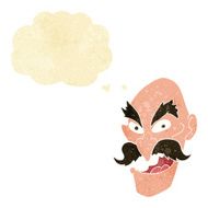 cartoon evil old man face with thought bubble