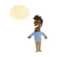 cartoon happy man with thought bubble N48